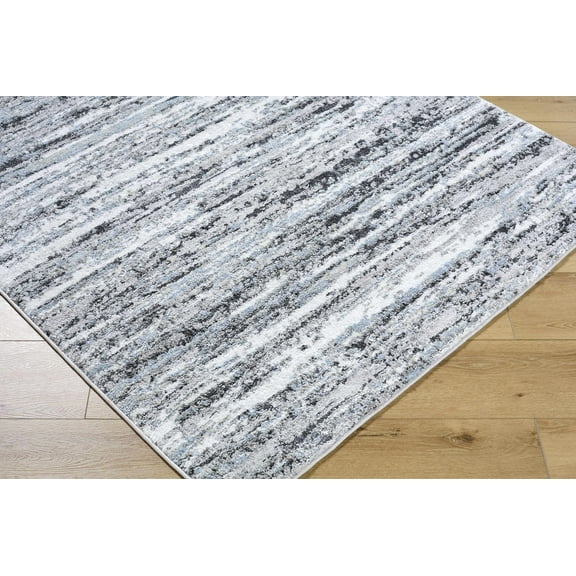 Azmina Contemporary Area Rug - Black, Medium Gray, Ivory - 2' x 2'11"