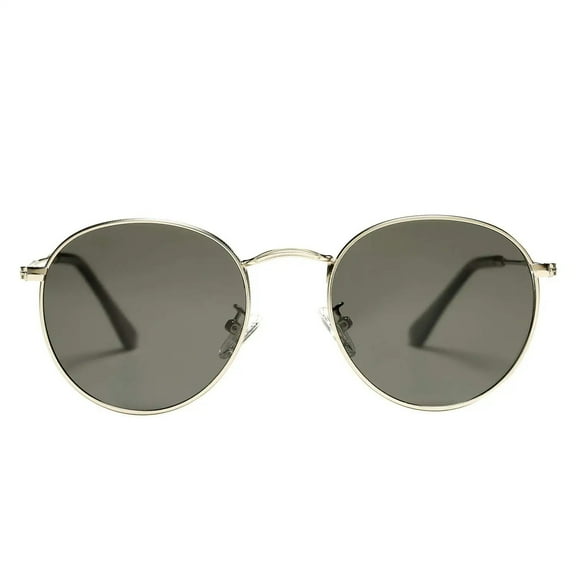 Azorb Polarized Sunglasses Round Trendy Sunglasses Silver Farmes and Gray Lens