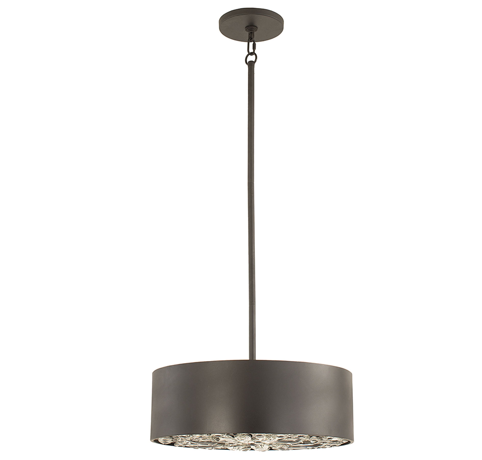 Azores Matte Black Crystal Drum Pendant Light