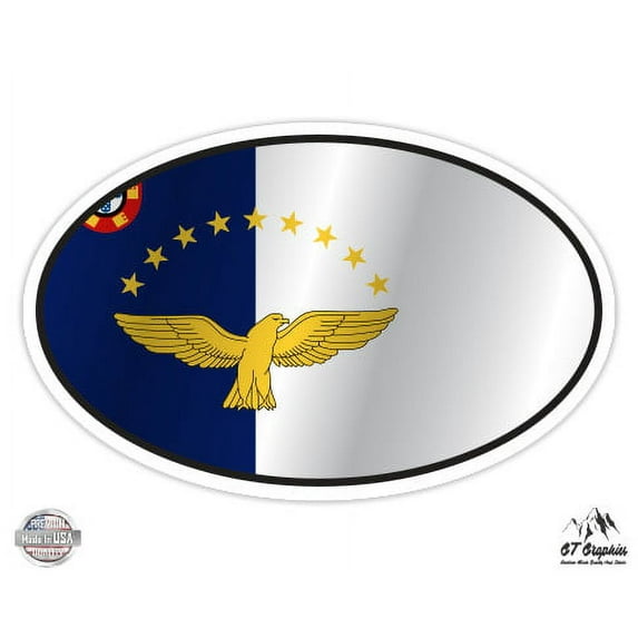 Azores Flag Oval - 12" Vinyl Sticker Waterproof Decal