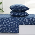thumbnail image 1 of Azores Home 170-GSM Cotton Flannel Printed or Solid Extra Deep Pocket Sheet Set Eva Dark Blue King Flannel, Cotton, 1 of 5