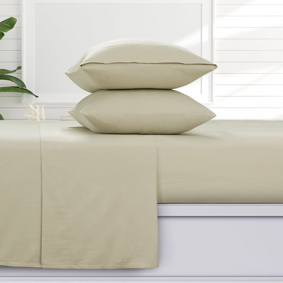 Azores Home 170-GSM Cotton Flannel Printed or Solid Extra Deep Pocket Sheet Set Natural Full Flannel