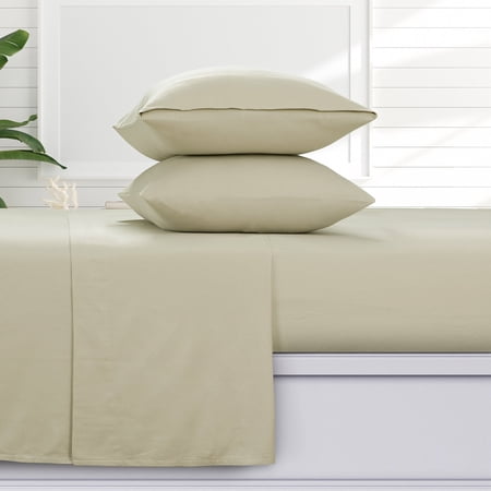 Azores Home 170-GSM Cotton Flannel Printed or Solid Extra Deep Pocket Sheet Set Natural Twin Flannel