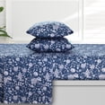 thumbnail image 1 of Azores Home Organic Cotton Sateen 300 Thread Count Deep Pocket Sheet Set Kate Blue King, 1 of 5