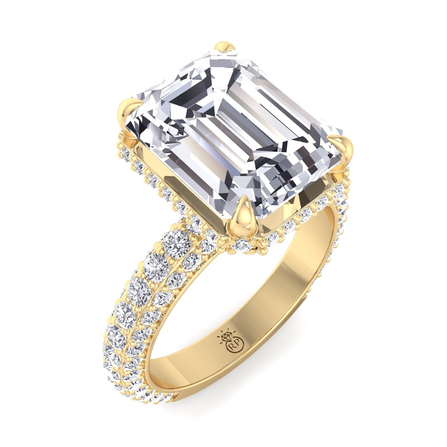Azores - Moissanite Emerald Cut Lab Diamond Engagement Ring with ...