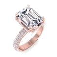 thumbnail image 1 of Azores - Moissanite Emerald Cut Lab Diamond Engagement Ring with Sidestones and Hidden Halo, 1 of 4