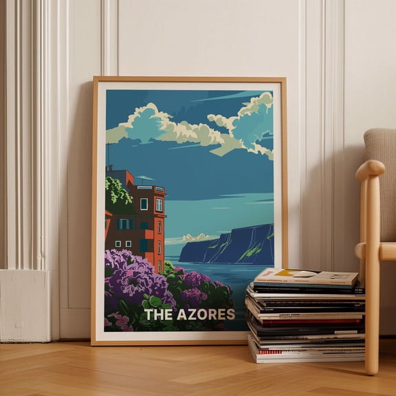 Azores Scenic Landscape Portugal Travel Wall Art, Unframed Paper Poster 8x10in