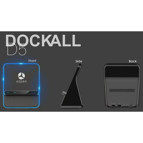 Azpen DockAll D5 10-Watt Fast Wireless Charging Sound Hub with Bluetooth Speakers and Speakerphone