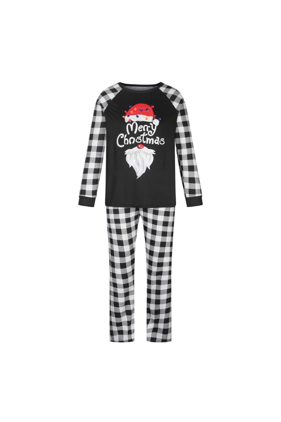Christmas Man Daddy Plaid Print Blouse Tops+Pants Family Clothes Pajamas