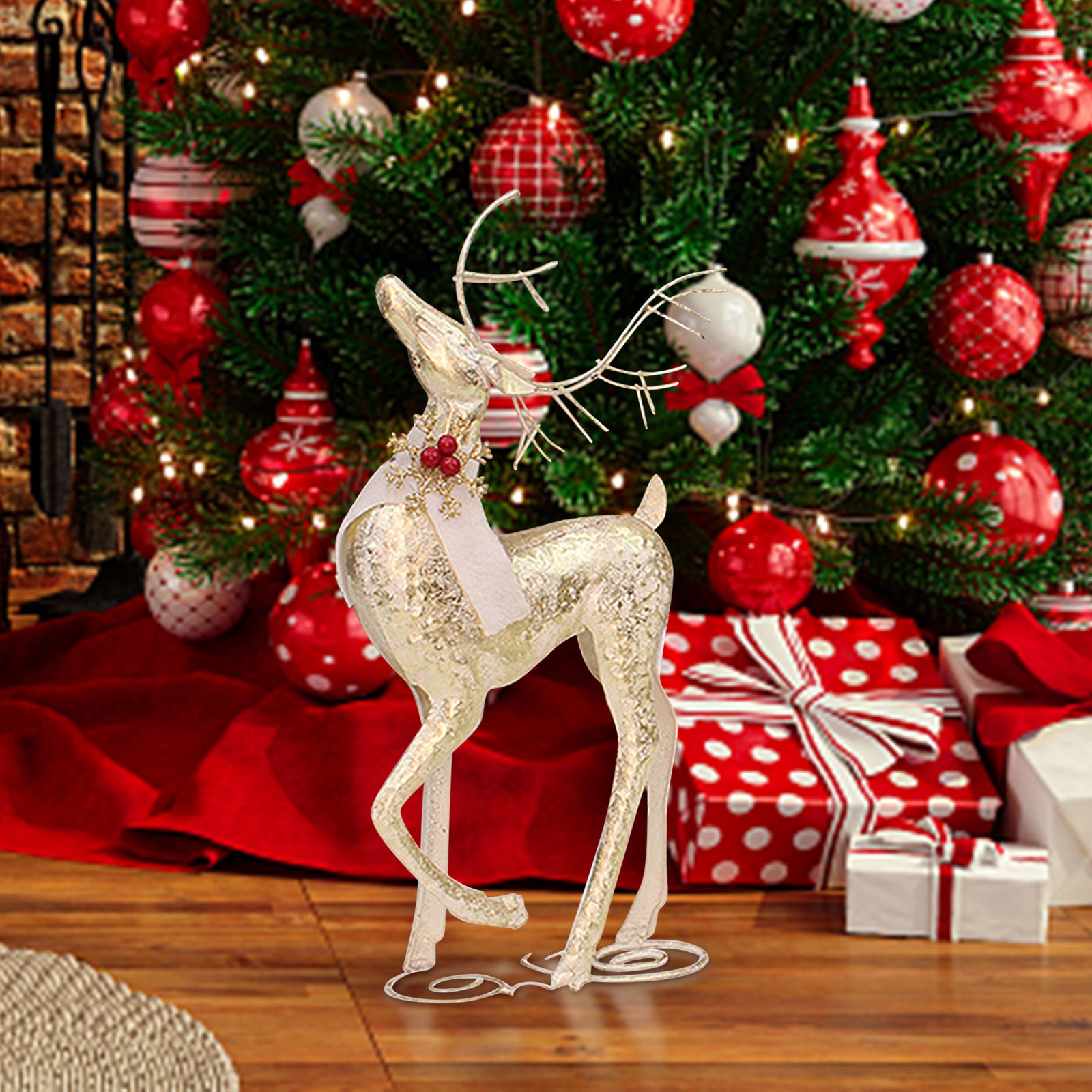 Azrian Christmas New Gold Threedimensional Wrought Iron Deer Window