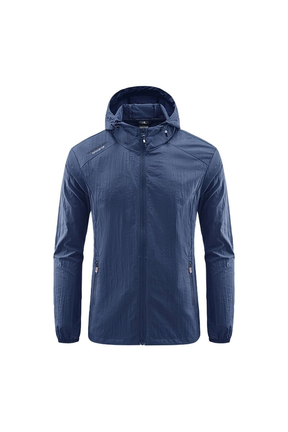 Clearance Lightweight Jacket Tops New Casual Zipper Pocket Sun-protective Clothing Thin Men's Skin Trench Long Sleeve Hooded Casual Outwear & Jackets