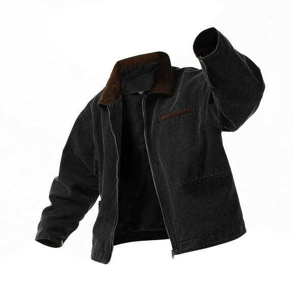 Azrian Clearance Men's Jacket, Winter Warm Button Down Cotton Man Long Sleeve Fashion Casual Jacket Pocket Button Lapel Coat Hoodless