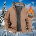thumbnail image 1 of Azrian Clearance Men's Jacket for Autumn Winter Padded Coats Men's Winter Long Sleeved Cardigan Pockets Warm Plush Hooded Jacket Fleece Sweater Coat, 1 of 5