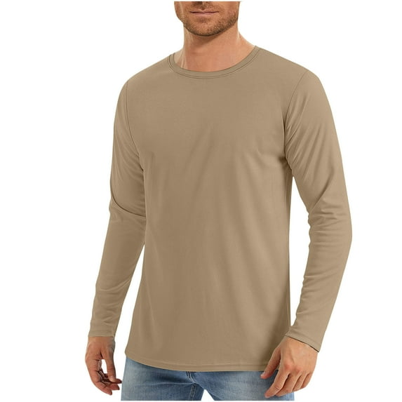 Azrian Men’s Active Long Sleeve Tees Wicking Athletic UV Ray Protection Men's Summer Solid Color Sunscreen Is Lightweight Breathable And Solid Color Long Sleeved