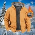 thumbnail image 1 of Azrian Clearance Mens Jacket Tops Men's Winter Long Sleeved Cardigan Pockets Warm Plush Hooded Jacket Fleece Sweater Coat, 1 of 5