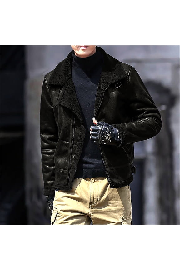 Clearance Mens Jacket Tops Single-breasted Jocket Zipper Plu Warm Cotton-padded Jacket Long Stand Collar Solid Color Men