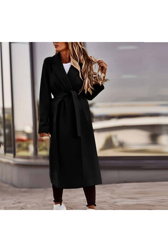 Clearance Tops Plus Size Women's Double-sided Nylon Coat High-end Models British Style Temperament Coat With Belt