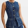thumbnail image 1 of Azrian Clearance Tops Plus Size Women's Fashionable Casual Solid Color Distressed Sleeveless And Hooded Denim Jacket/jacket, 1 of 5