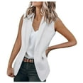 thumbnail image 1 of Azrian Clearance Tops Plus Size Women's Sexy Fashion V-Neck Solid Sleeveless Pocket Cardigan Casual Outwear, 1 of 4