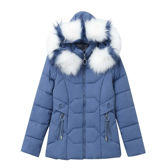 Azrian Clearance Tops Plus Size Women's Winter Cotton Jacket With Hood, Waist, And Plush To Overcome Outer Coat