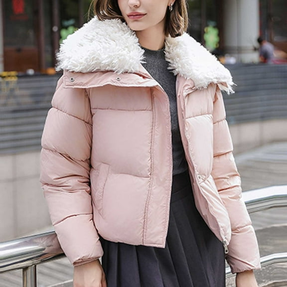 Azrian Clearance Winter Womens Coat Tops Women's Long Sleeved Solid Color With Pocket Lapel Cotton Jacket