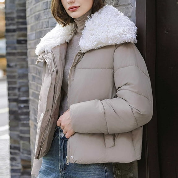 Azrian Clearance Winter Womens Coat Tops Women's Long Sleeved Solid Color With Pocket Lapel Cotton Jacket