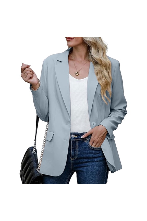 Clearance Women's Spring Jackets Coats Womens Bussiness Casual Blazers Open Front Long Sleeve Work Office Blazer Jacket With Shoulder Pads Fall Fashion 2024