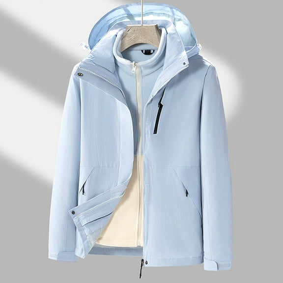Azrian Clearance Women's Windbreaker Jacket, Autumn Winter Waterproof and Warm Women's Three In One Outdoor Fashion, Warmth,, Windproof Fleece Jacket, Breathable Mountaineering Jacket