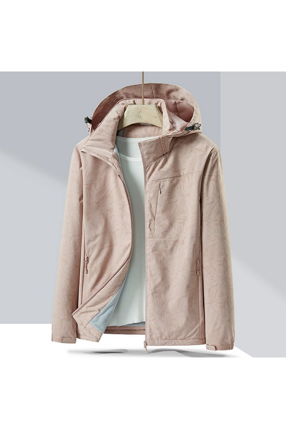 Clearance Women's Windbreaker Jacket, Waterproof and Breathable Outdoor Charging Suit For Women Outdoor Breathable, Plush And Thickened Climbing Suit, Trendy Jacket