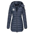 thumbnail image 1 of Azrian Clearance Women's Winter Coat Tops, Outwear Coat for Women's Fall And Winter Loose Medium Long Small Print Cotton Jacket Warm Down Cotton Jacket Long Sleeved Cotton Jacket, 1 of 3