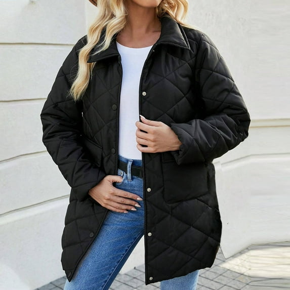 Azrian Clearance Womens Outwear Jackets Tops Ladies' Fall And Winter Solid Color Cotton Jacket With Warm Pockets Long Sleeved Hooded Casual Jacket