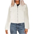 thumbnail image 1 of Azrian Clearance Womens Outwear Jackets Tops Women's Winter Solid Color Zipper Jacket Coat Double Pockets Cropped Long Sleeve Top, 1 of 5