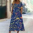 thumbnail image 1 of Azrian Womens Plus Size Dress,Women's Summer Short Sleeved Round Neck Printed Pocket Dress Best Sell in 2025, 1 of 6