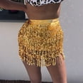 thumbnail image 1 of Azrian Women Sequin Belly Costume Tassel Wrap Skirt Club Mini Skirt, 1 of 6