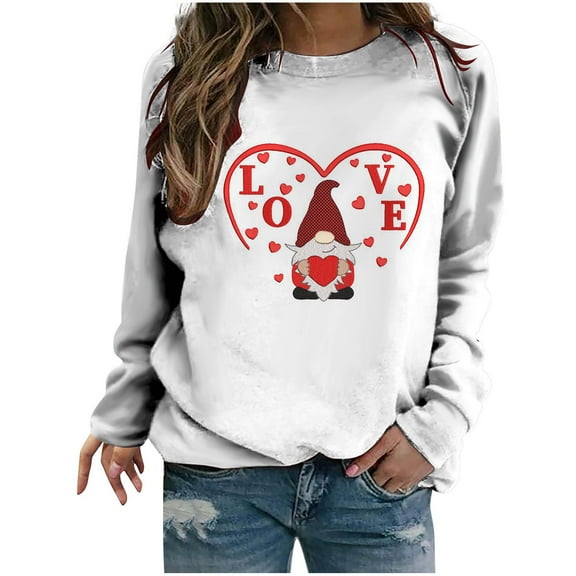 Azrian Womens Shirts Valentine'S Day Sweatshirt Long Sleeve Pullover Tunic Tops