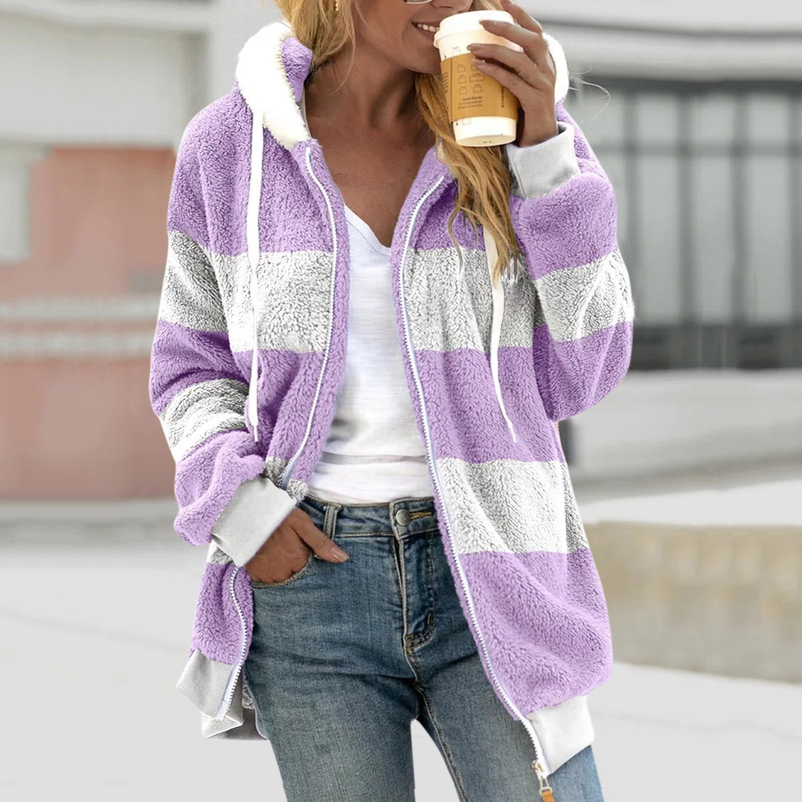 Azrian Fashion Women's Zipper Hooded for Winter,Plus Size V-Neck ...