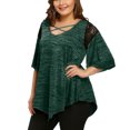 thumbnail image 1 of Azrian Fashion Womens Plus Size Flare Lace Asymmetrical Splicing Tunic T-Shirt tops, 1 of 6
