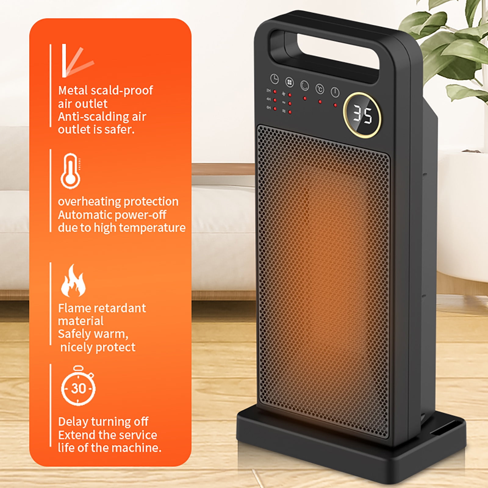 Azrian Heater with Remote Control Electric Heater Household Vertical