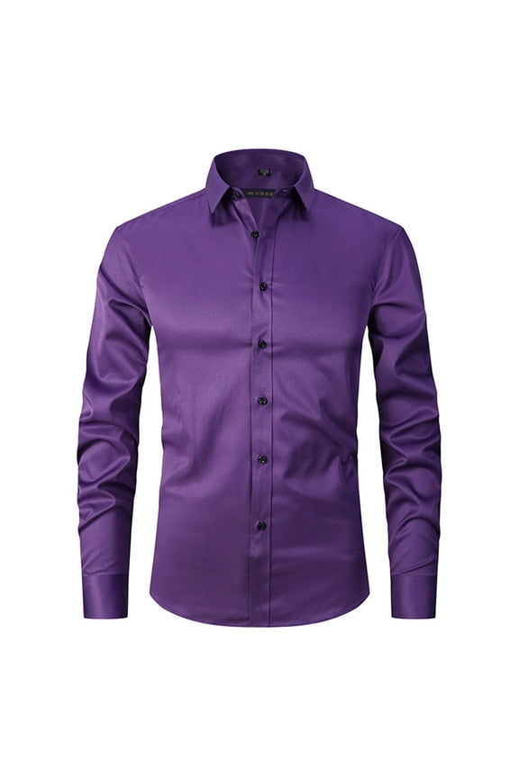 Long Sleeve with Turn-down Collar and Button Shirt for Men,Men's Long Sleeve Dress Shirt Regular Fit Casual Button-Down Solid Long Sleeve Turndown Collar Blouse & Shirt