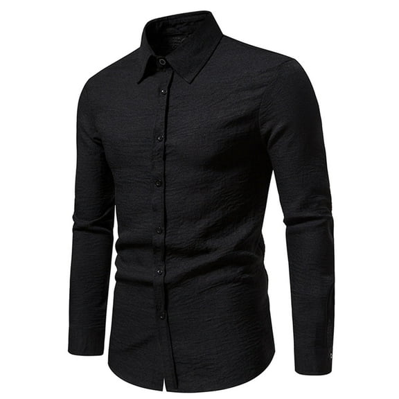 Azrian Long Sleeve with Turn-down Collar and Button Shirt for Men,Men Casual Button Long Sleeve Turn-down Collar Tops Blouse Shirt