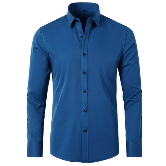 Azrian Long Sleeve with Turn-down Collar and Button Shirt for Men,Men Casual Fashion Business Long Sleeve Turn-down Collar Button Shirt Blouse
