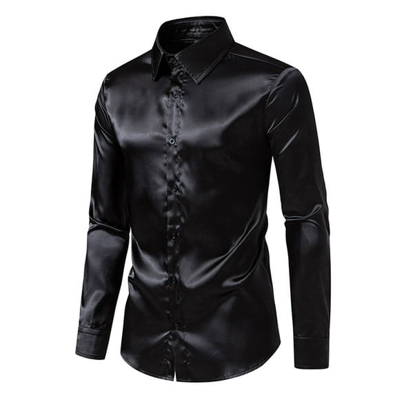 Azrian Long Sleeve with Turn-down Collar and Button Shirt for Men,Men Casual Fashion Whole Colored Turn-down Collar Button Long Sleeve Shirt Blouse