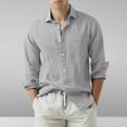 thumbnail image 1 of Azrian Long Sleeve with Turn-down Collar and Button Shirt for Men,Men's Cotton And Linen Solid Color Fashion Long-sleeved Lapel Top/shirt, 1 of 6