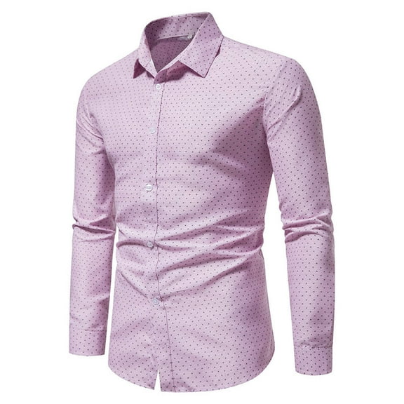 Azrian Long Sleeve with Turn-down Collar and Button Shirt for Men,Men's Printed No Iron Loose Button Lapel Long Sleeved Shirt