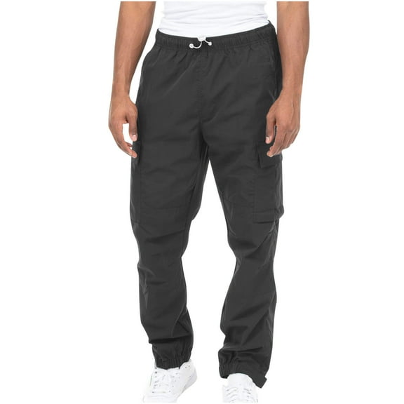 Azrian Men Solid Casual Multiple Pockets Outdoor Fitness Pants Cargo Pants Trousers