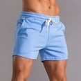thumbnail image 1 of Azrian Men Solid Cotton Three-point Pants Sports Elastic Mid-waist Lace-up Shorts, 1 of 6