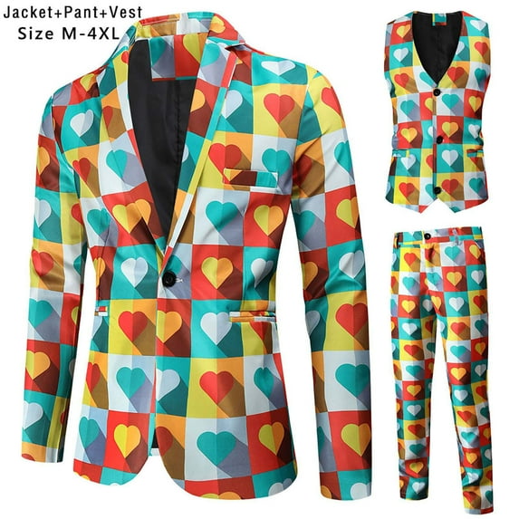Azrian Men Suit Men's Fashion Valentine's Day Suit Jacket + Vest + Suit Pants Three-piece Set
