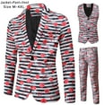 thumbnail image 1 of Azrian Men Suit Men's Fashion Valentine's Day Suit Jacket + Vest + Suit Pants Three-piece Set, 1 of 6