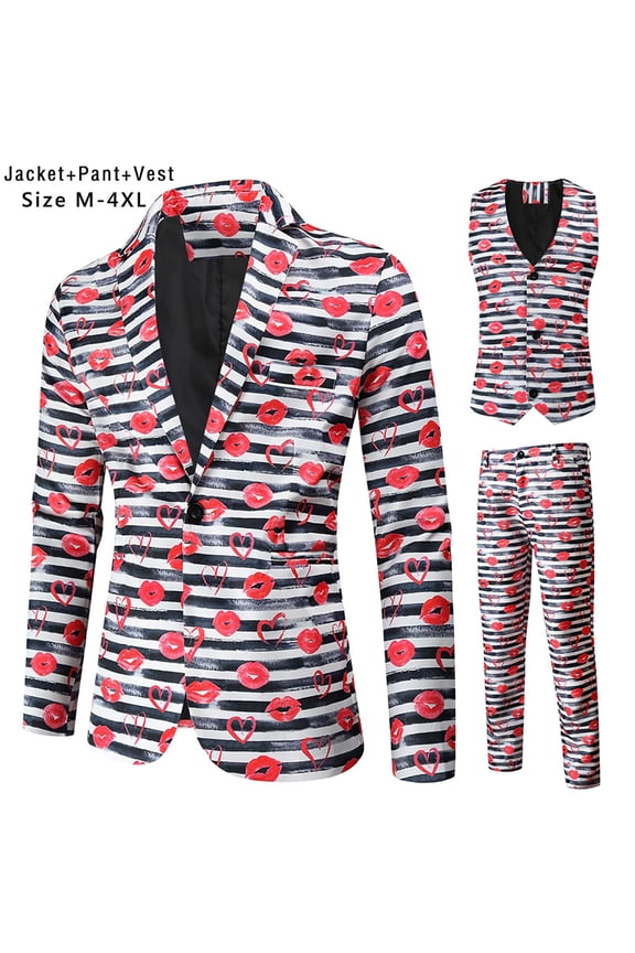 Men Suit Men's Fashion Valentine's Day Suit Jacket + Vest + Suit Pants Three-piece Set