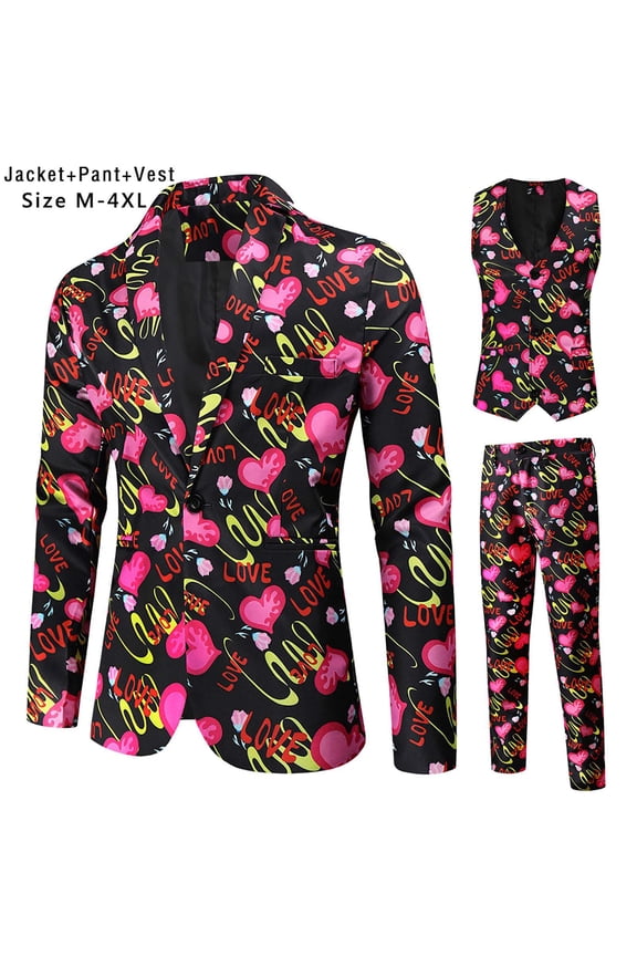 Men Suit Men's Fashion Valentine's Day Suit Jacket + Vest + Suit Pants Three-piece Set